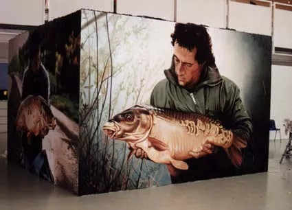 CARP CBK Groningen 2000 - a 6 week live painting project by invitation of the Center for Arts, Groningen, Netherlands. Three murals of 3 x 4 m. on a mobile cabinet. Two of the paintings were destroyed at the end of the project. A third one, entitled Albatros, was made on canvas and was preserved.